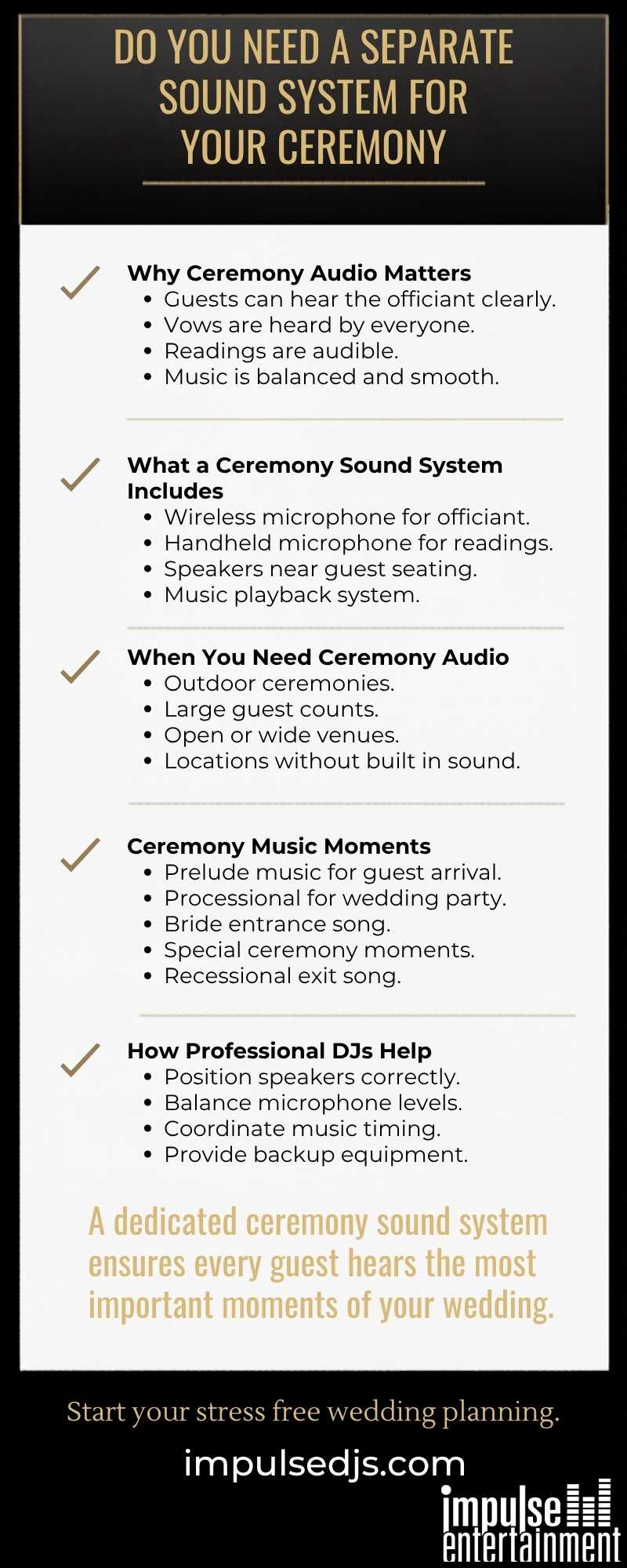 Info Graph Impulse Entertainment DJ ceremony and reception audio at a Chicago area wedding