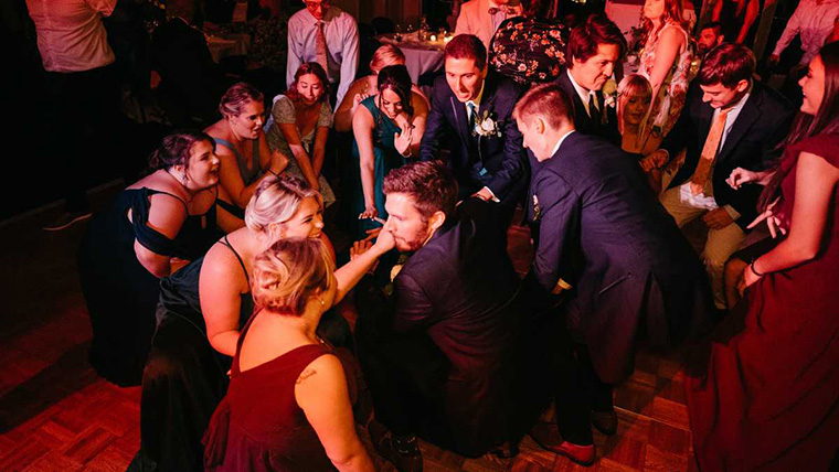 Wedding dance floor enhanced with uplighting and effects