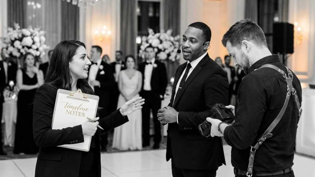 Wedding DJ planning process after booking with monthly check-ins