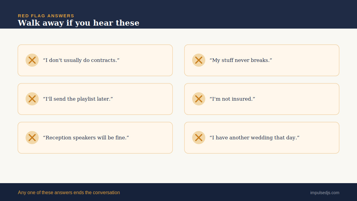 Red flag warning signs when interviewing a wedding DJ